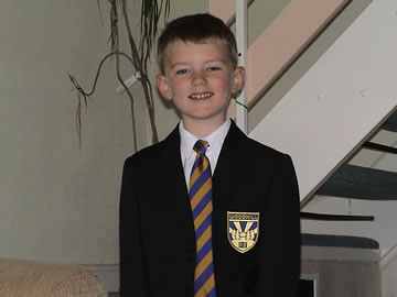 Ross in his new school uniform